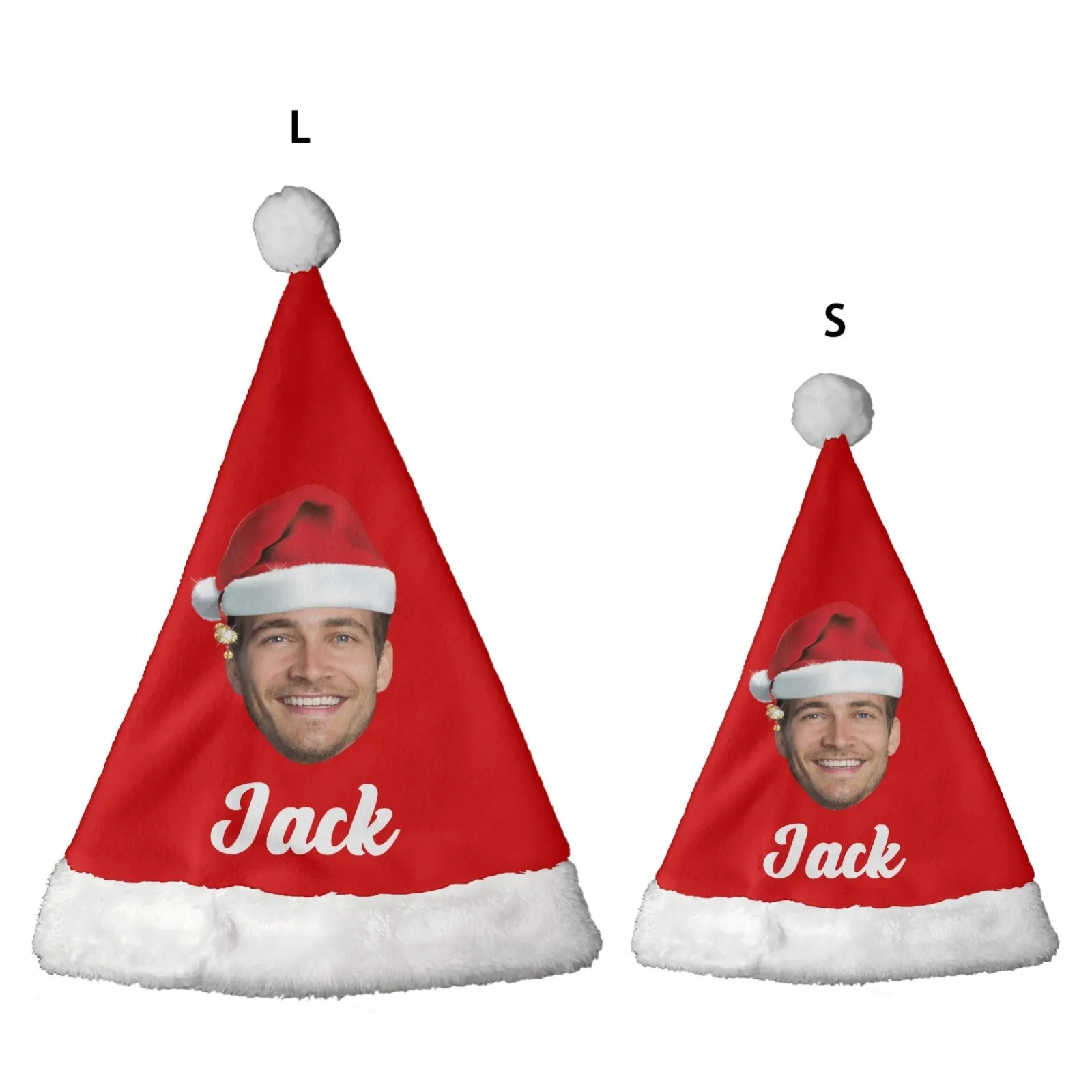 2 Piece Warm Gift Custom Face&Text Christmas Fluffy Scarf and Santa Hat Soft&High Elasticity Winter Gift