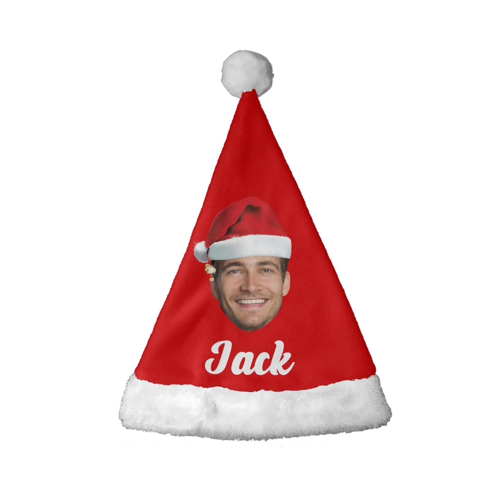 2 Piece Warm Gift Custom Face&Text Christmas Fluffy Scarf and Santa Hat Soft&High Elasticity Winter Gift