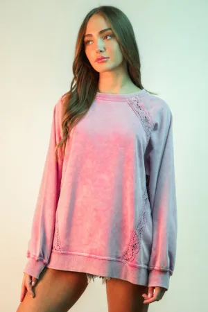 A New Way Plus Orchid Lace Trim Knit Top
