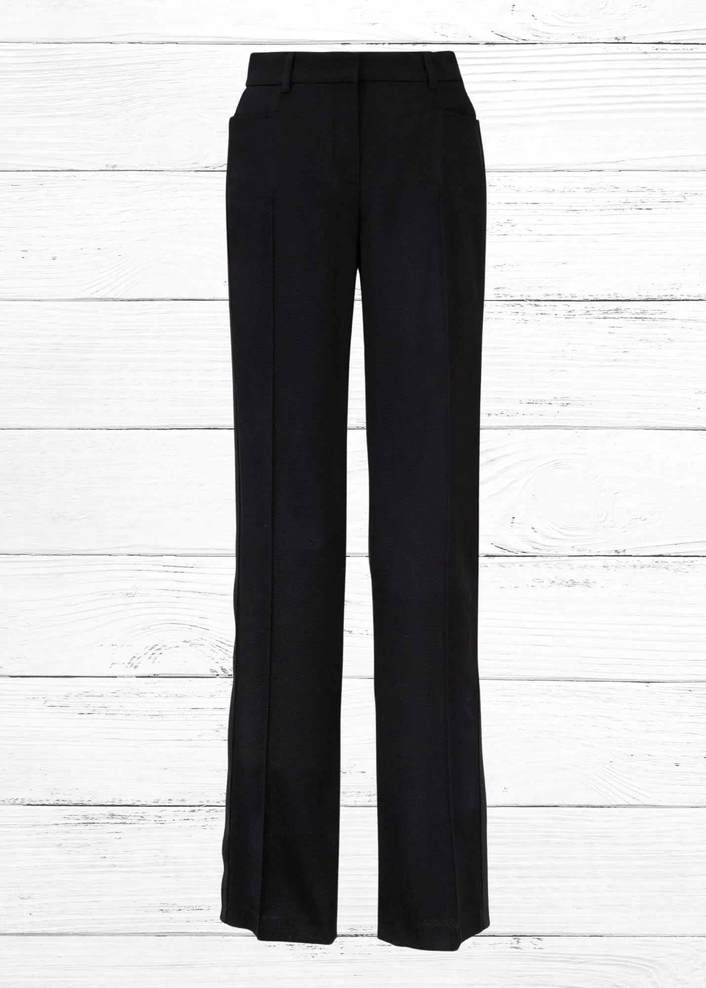 Akris Punto 'Mikka' Black Side-Stripe Wool Wide-Leg Trousers