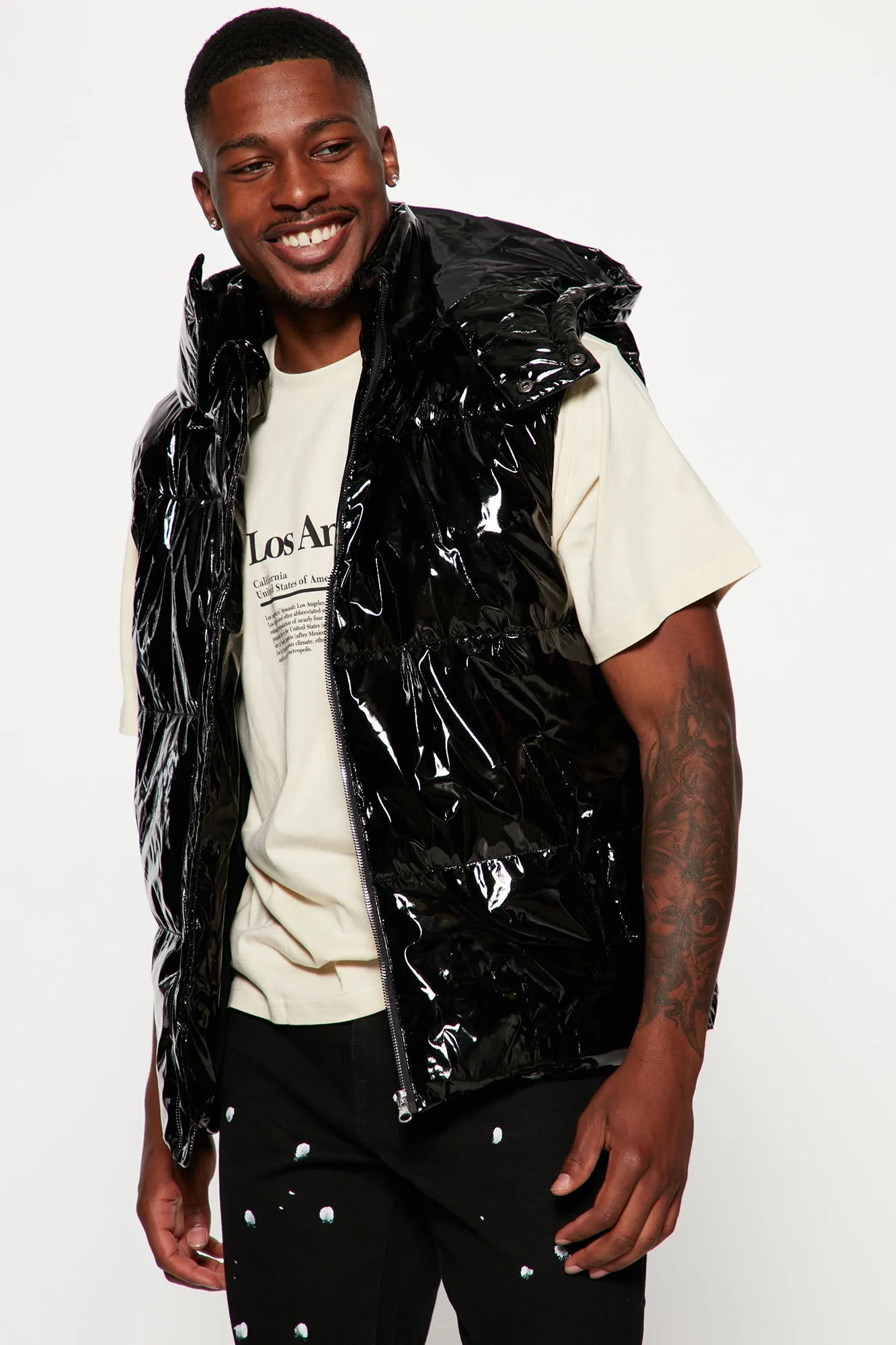 Almost There Hooded Puffer Vest - Black