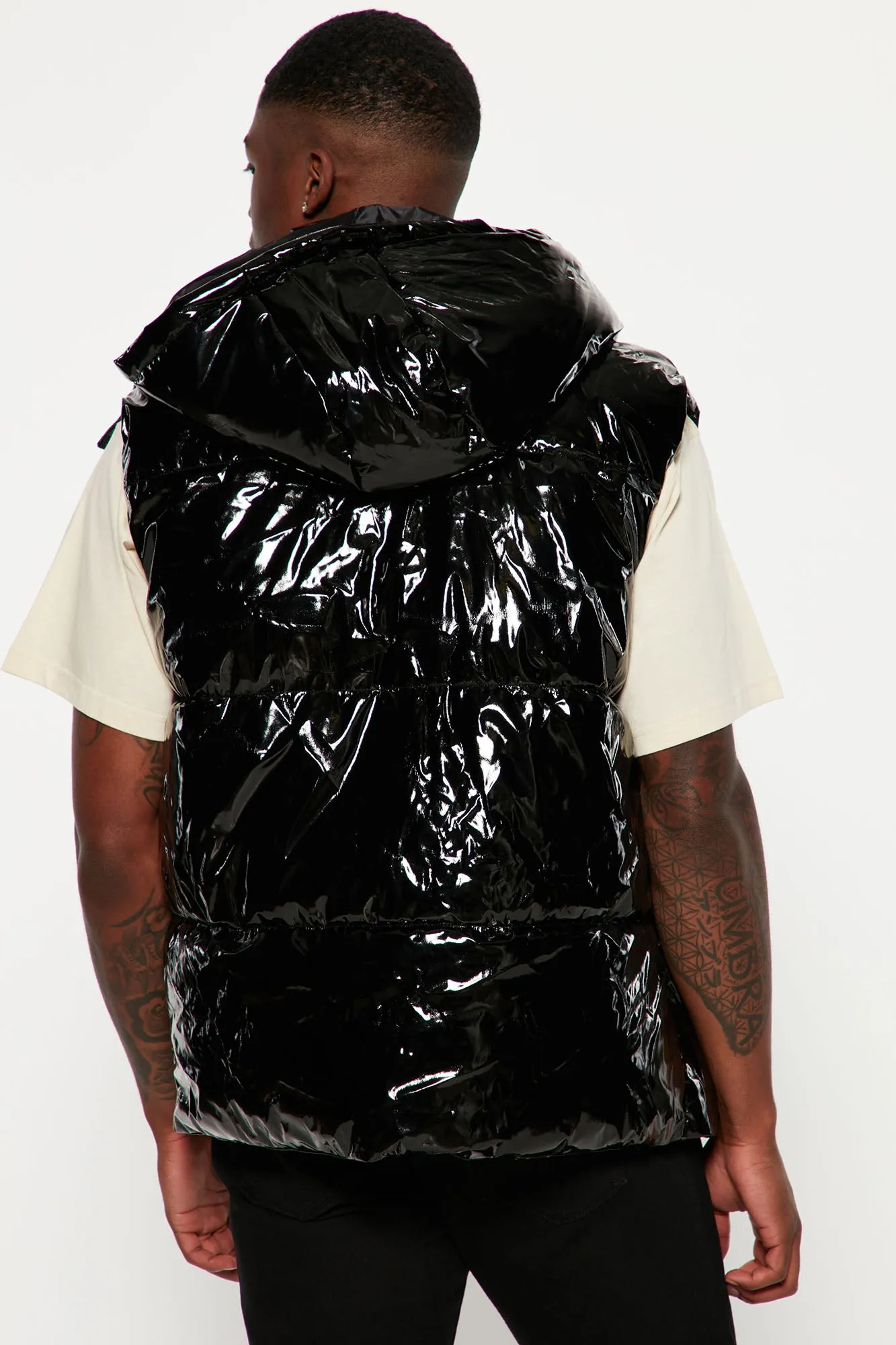 Almost There Hooded Puffer Vest - Black