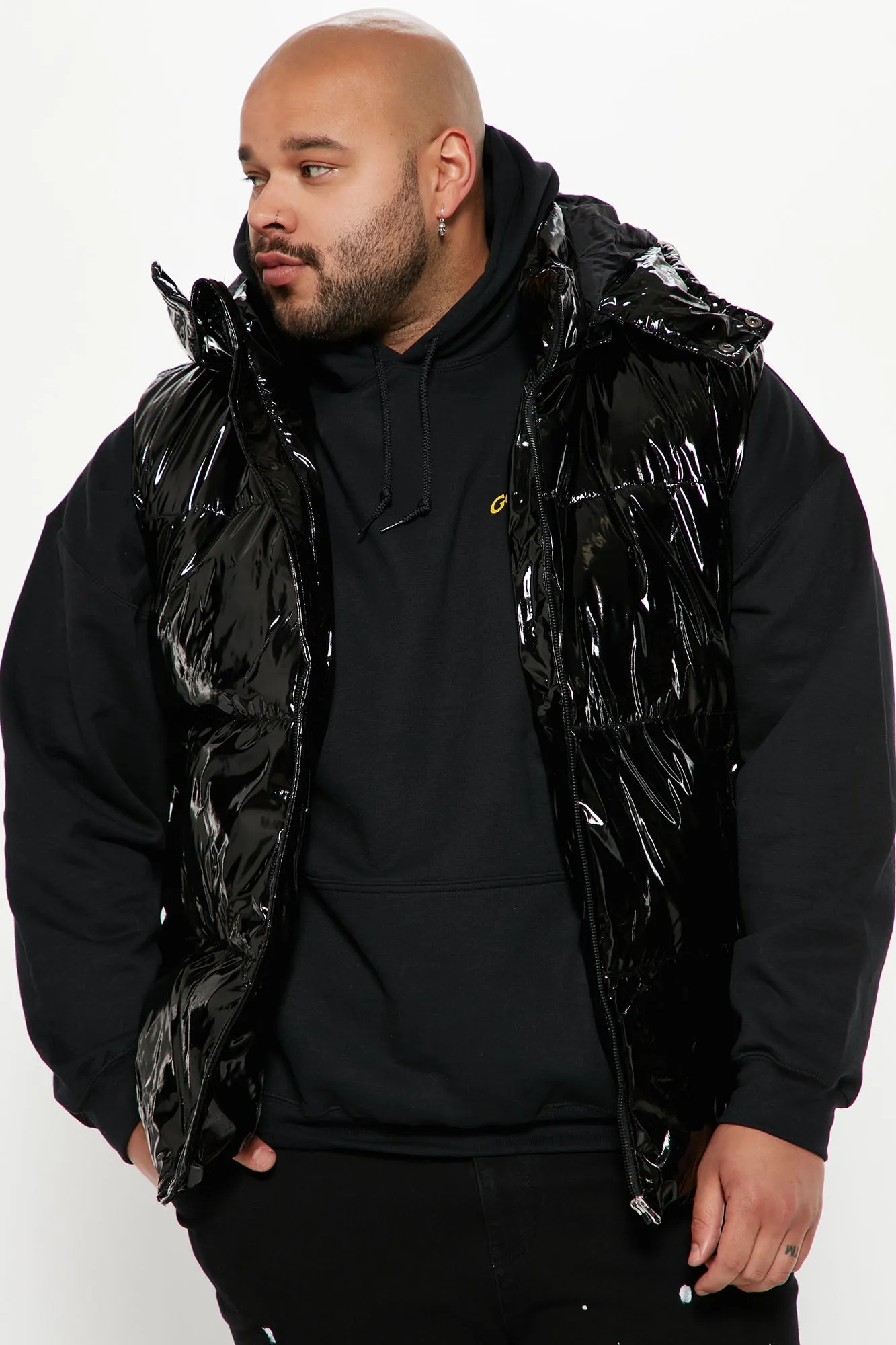 Almost There Hooded Puffer Vest - Black