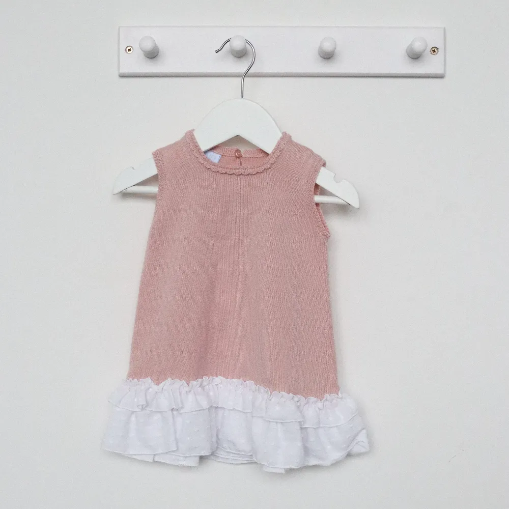 Artesania Granlei  Pale Blush Fine Knit Dress with Bow