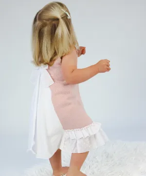 Artesania Granlei  Pale Blush Fine Knit Dress with Bow