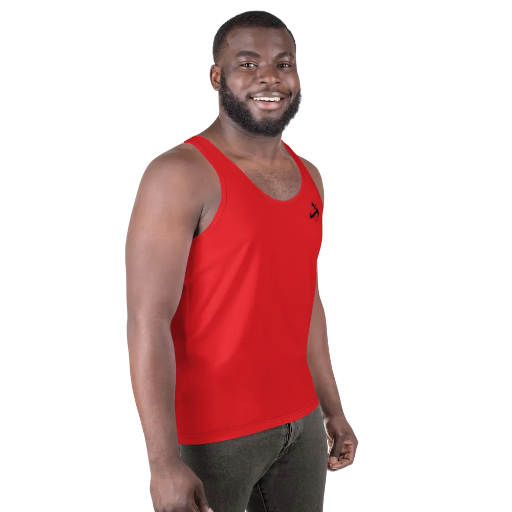 Athletic Apparatus Red 1 Black logo Unisex Tank Top