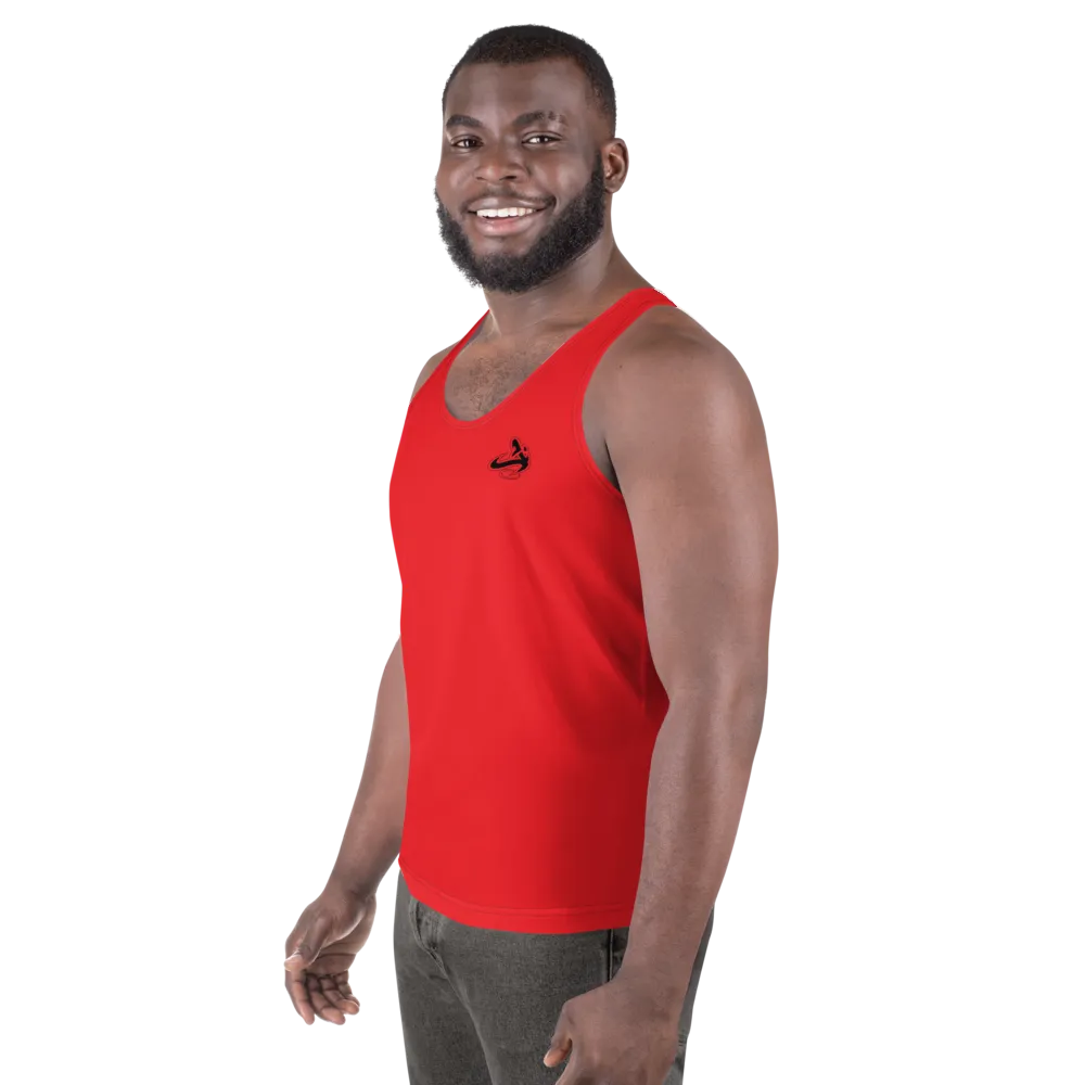 Athletic Apparatus Red 1 Black logo Unisex Tank Top