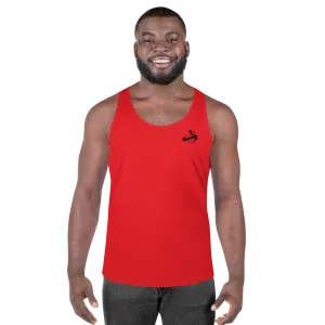 Athletic Apparatus Red 1 Black logo Unisex Tank Top