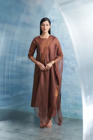 Aura Woody Brown Kurta Set