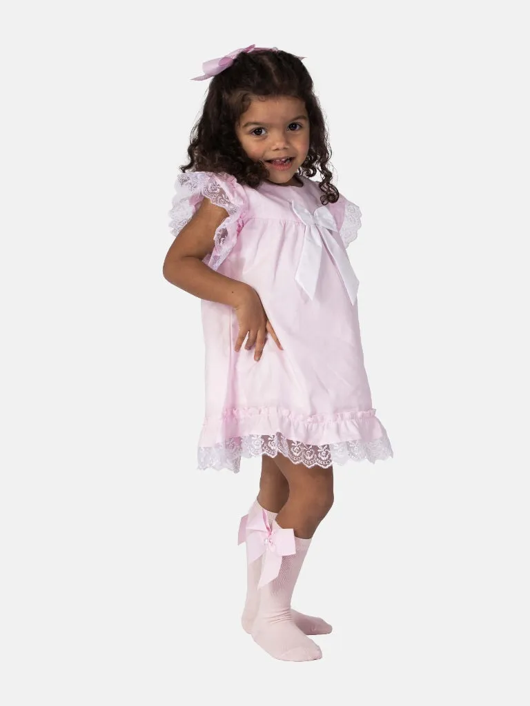 Baby Girl Rina Collection Spanish Dresses Set with Bows-Pink