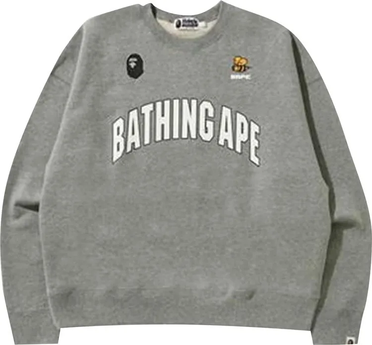 BAPE Busy Works Loose Fit College Crewneck 'Grey' Sweatshirt, Gray