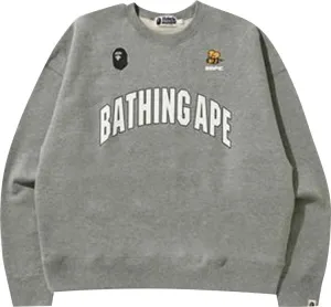 BAPE Busy Works Loose Fit College Crewneck 'Grey' Sweatshirt, Gray
