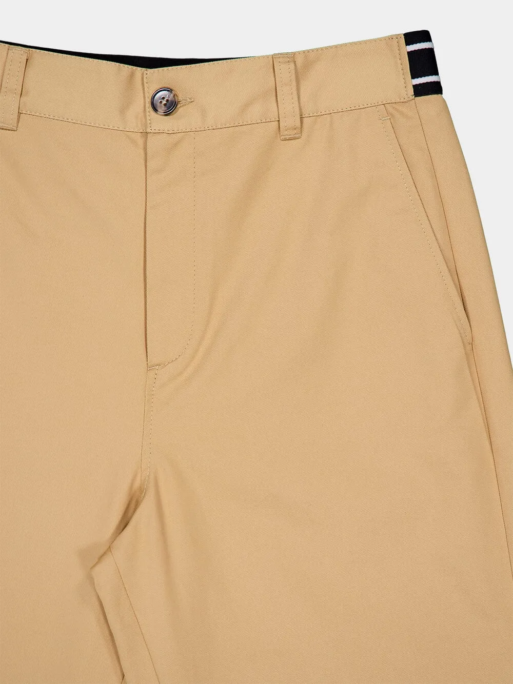 Beige Gabardine Logo Trousers