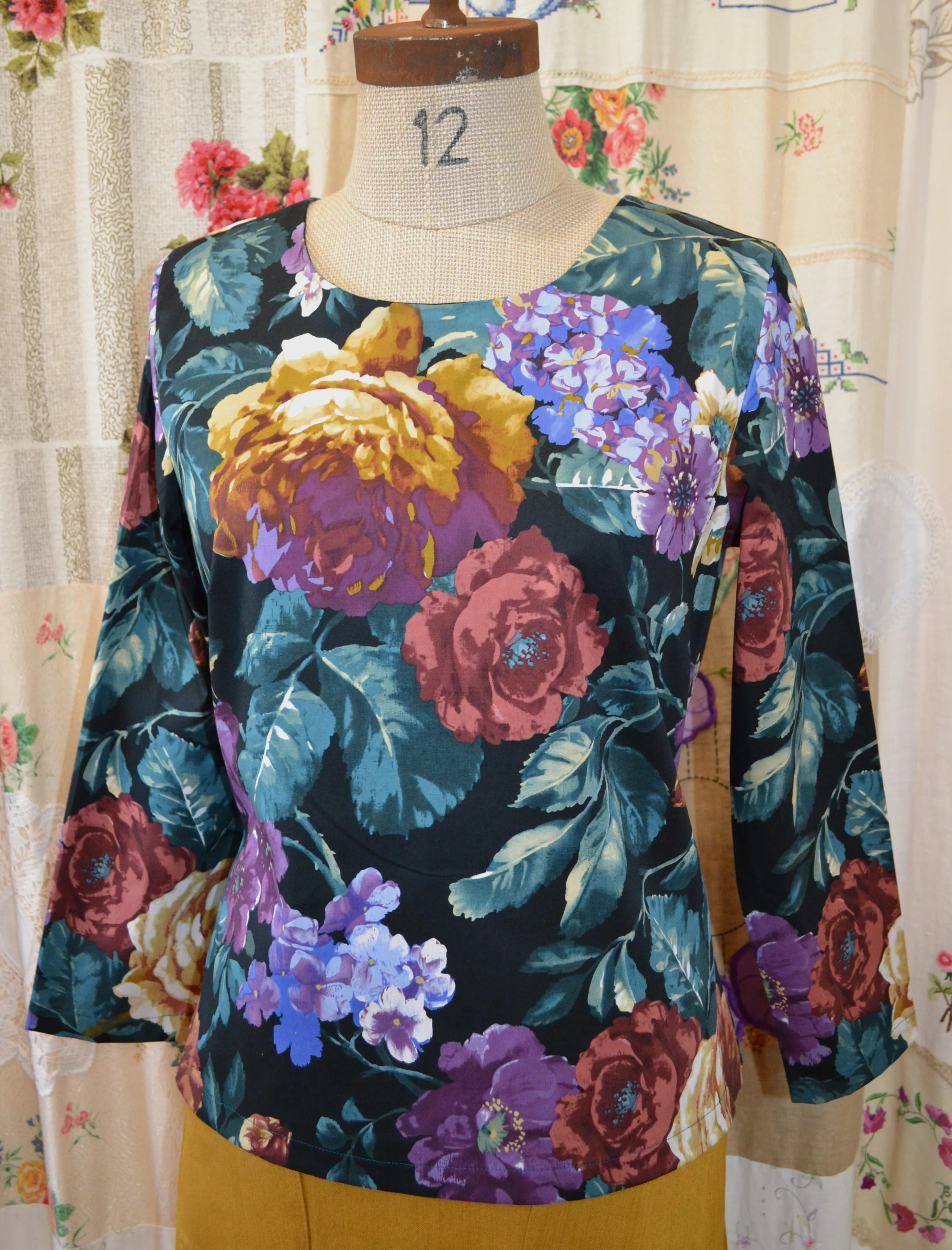 Berserk Vintage Floral full length sleeves Keyhole Top