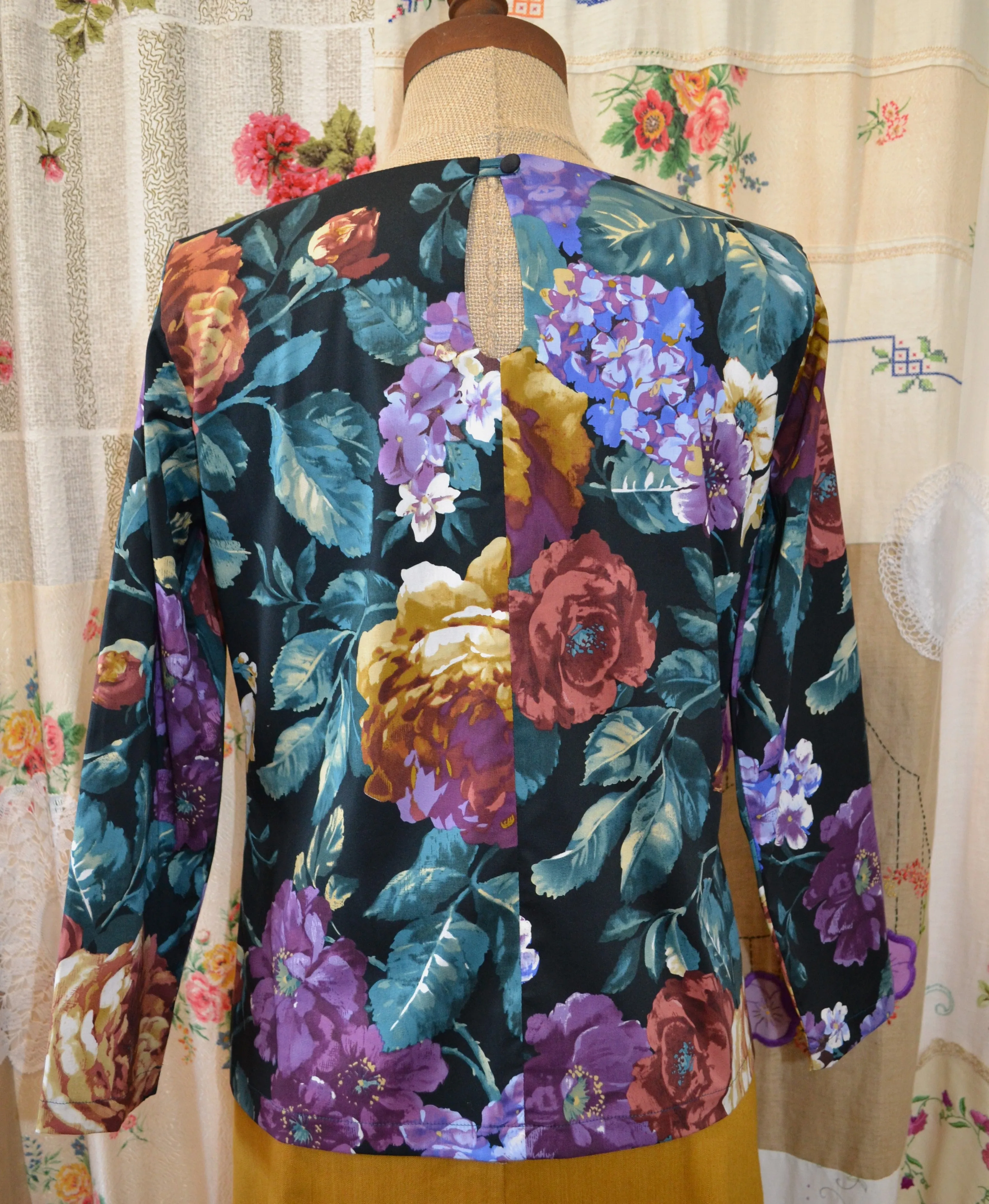 Berserk Vintage Floral full length sleeves Keyhole Top