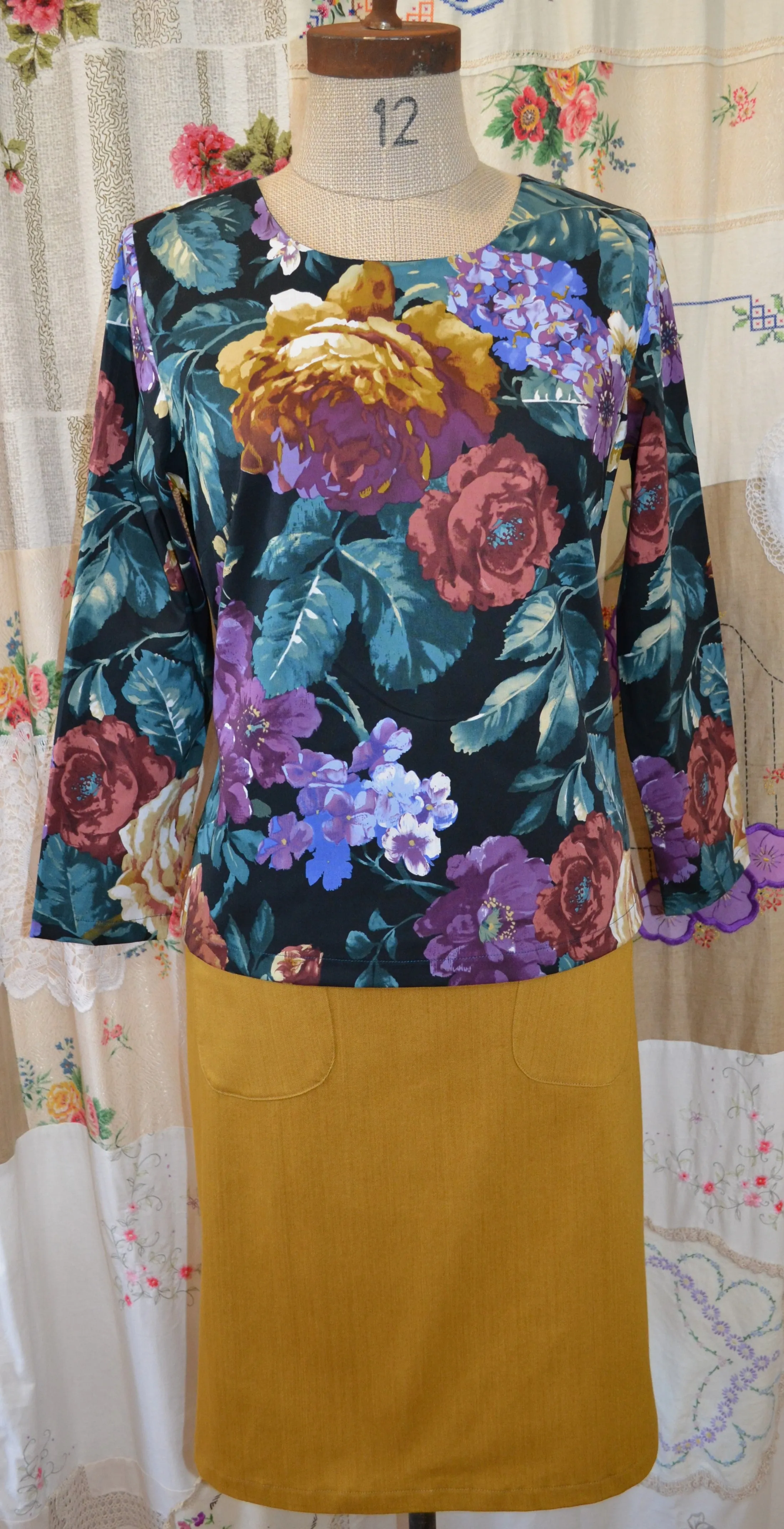 Berserk Vintage Floral full length sleeves Keyhole Top