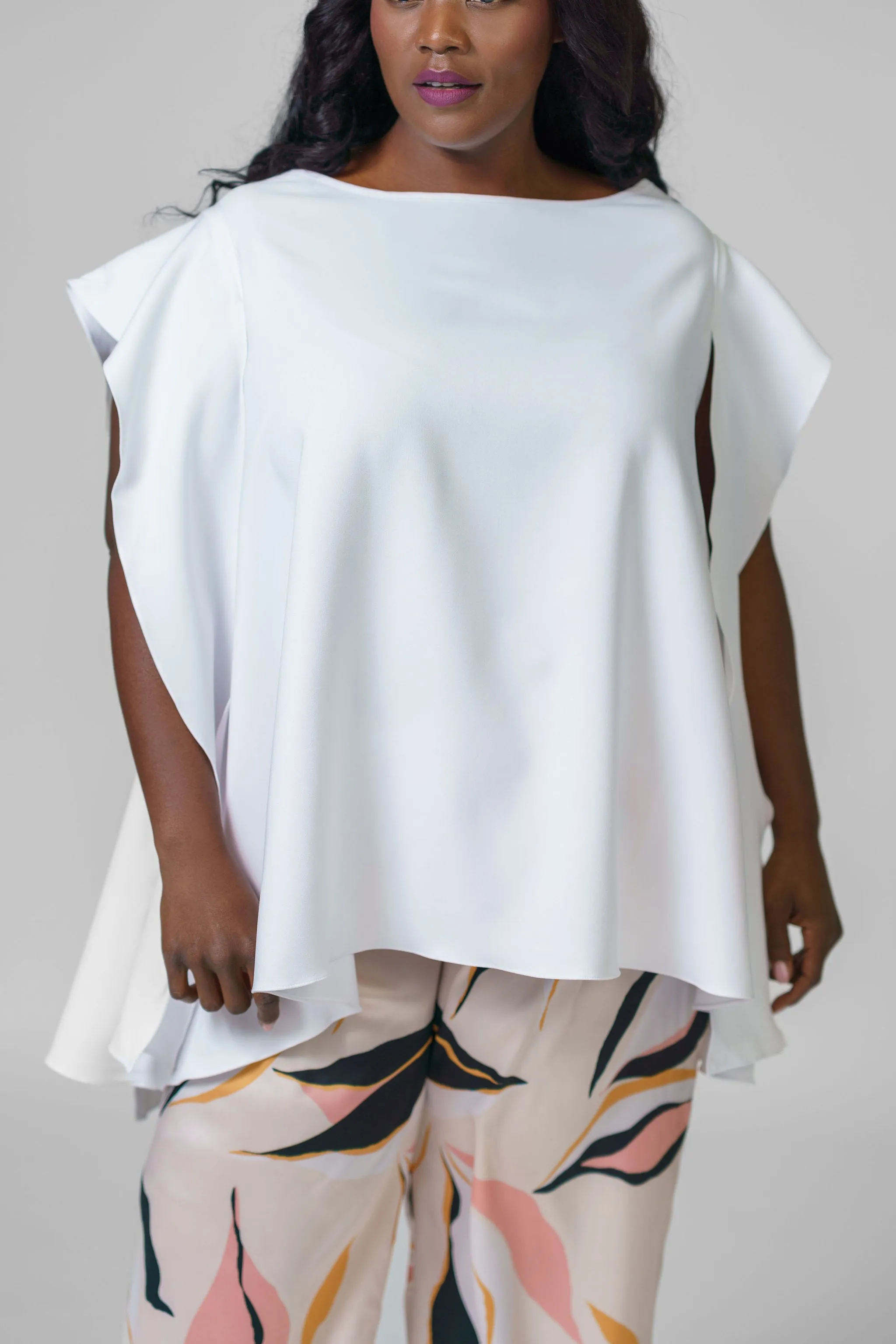 BLOUSE with FLOWY SIDE
