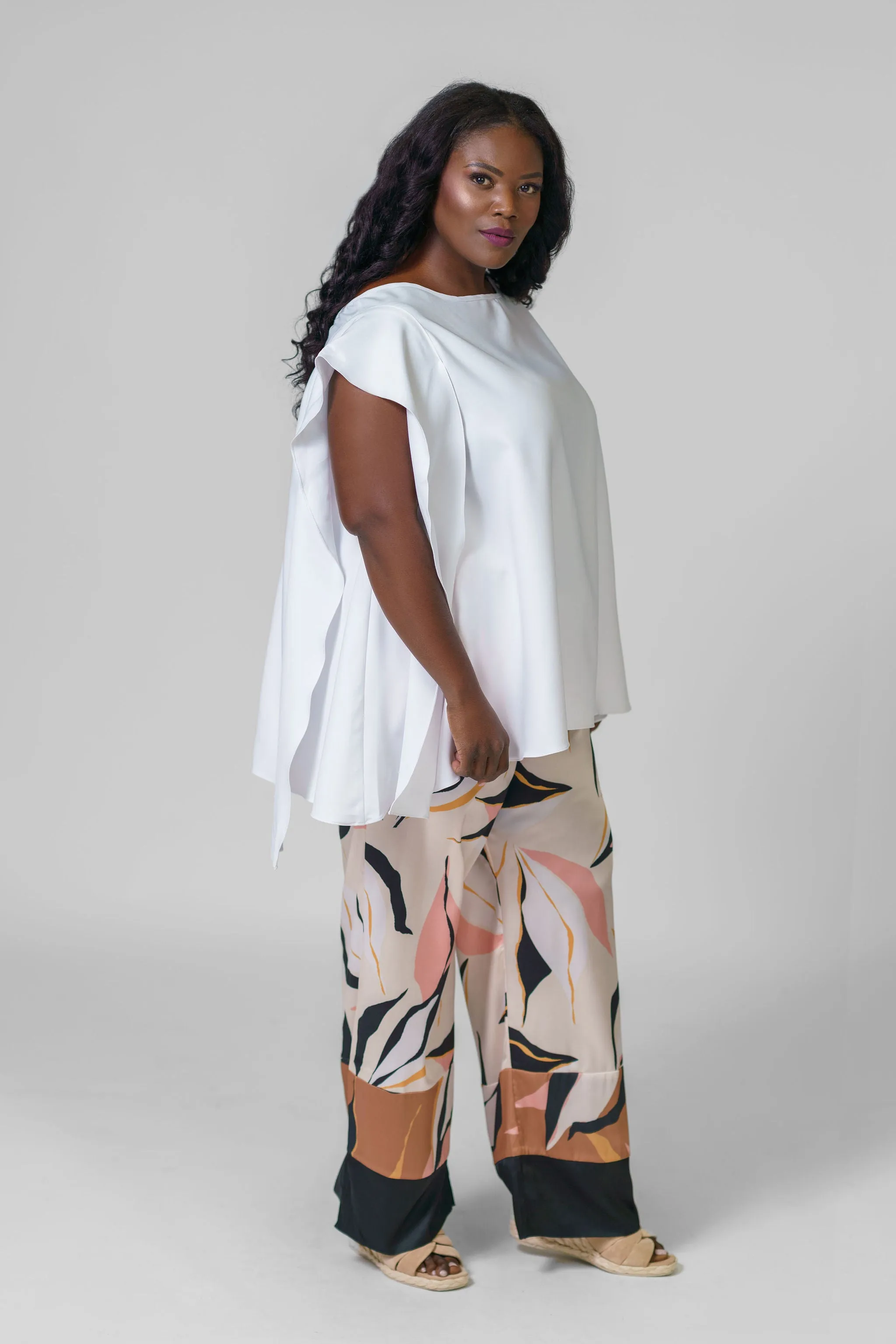 BLOUSE with FLOWY SIDE