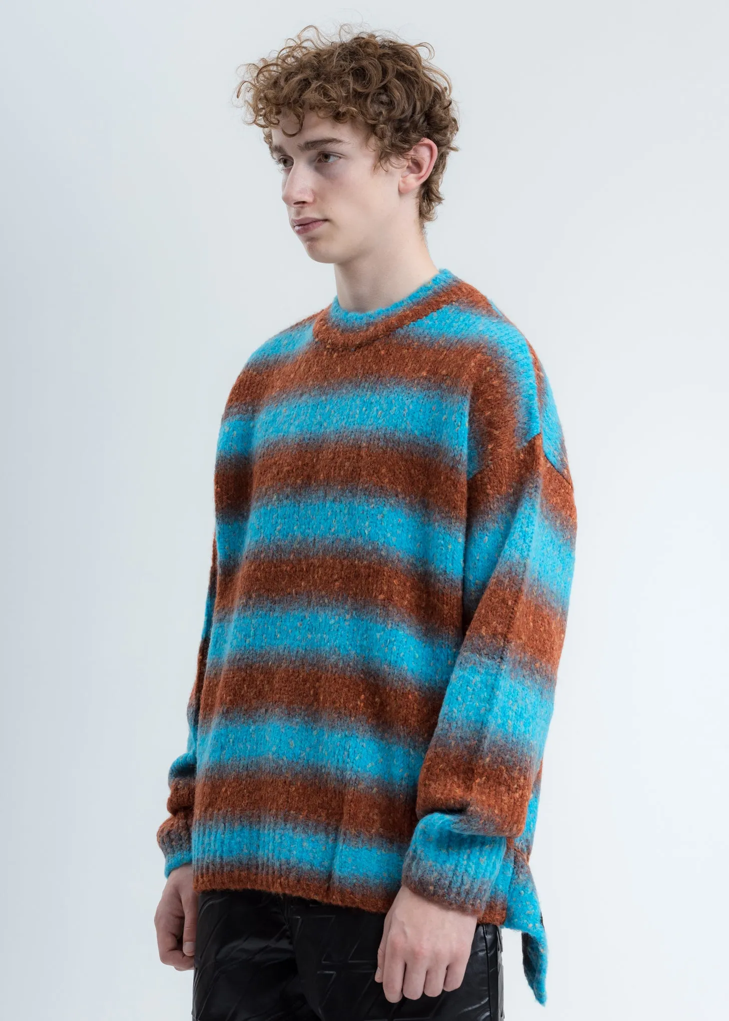 Blue Gradation Stripe Knit Sweater