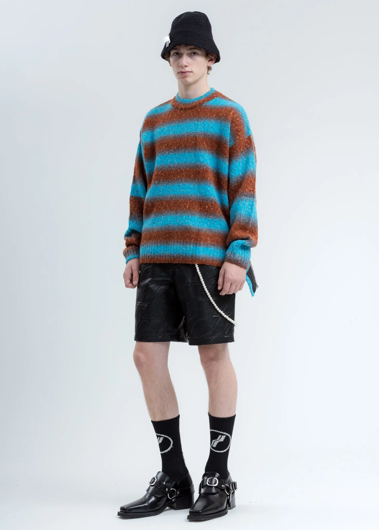 Blue Gradation Stripe Knit Sweater