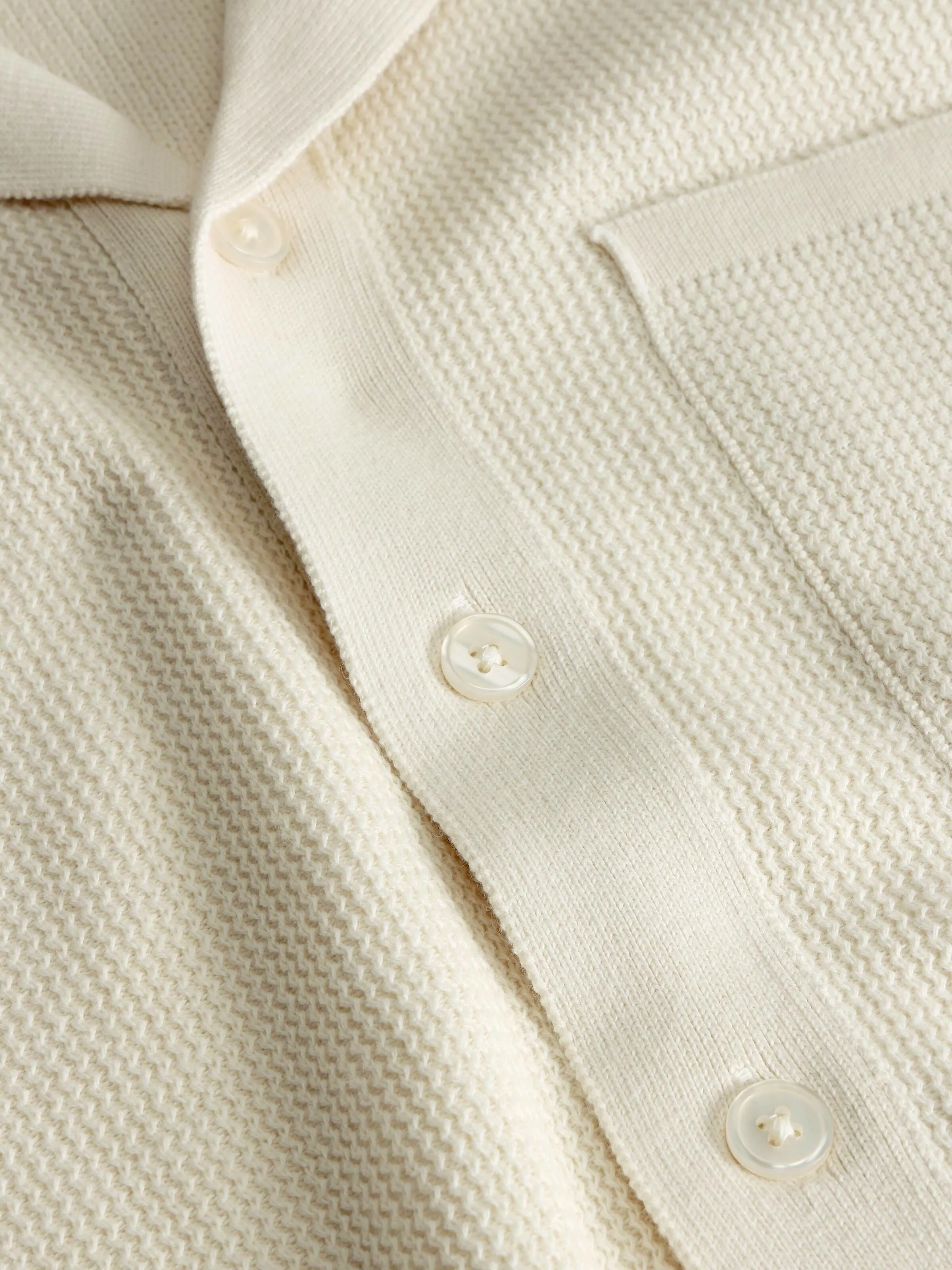 BOXY Structured Knit Shirt egret