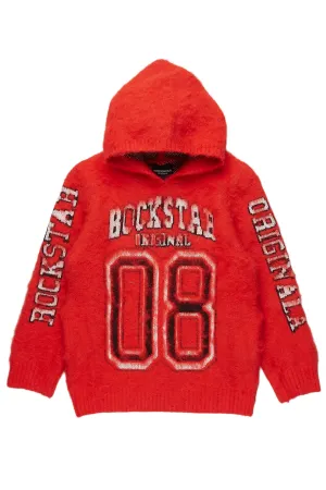 Boys Fields Red Graphic Mohair Hoodie