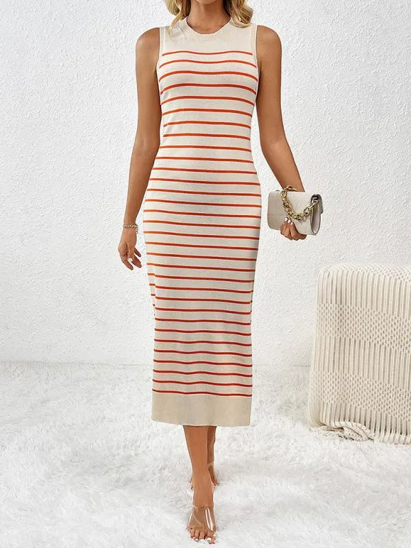 Chic Striped Sleeveless Knit Sweater - Must-Have for Spring-Summer