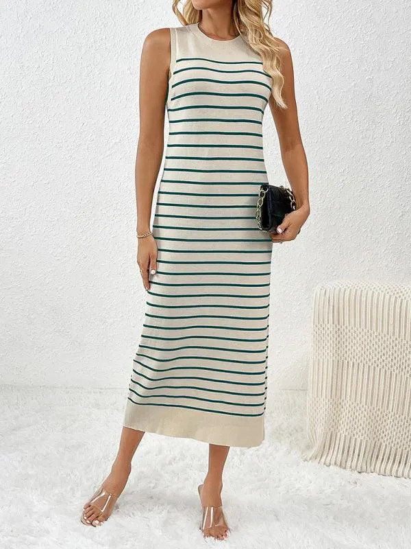 Chic Striped Sleeveless Knit Sweater - Must-Have for Spring-Summer