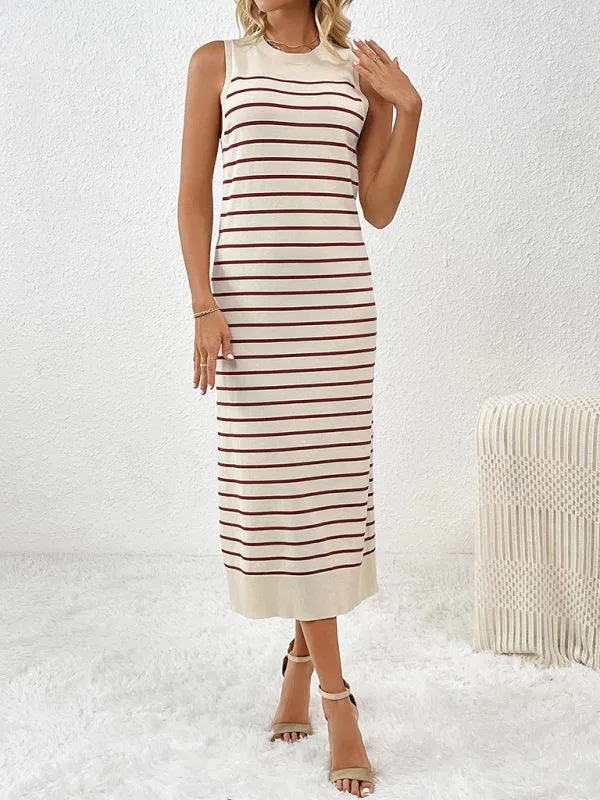 Chic Striped Sleeveless Knit Sweater - Must-Have for Spring-Summer