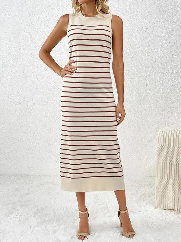 Chic Striped Sleeveless Knit Sweater - Must-Have for Spring-Summer