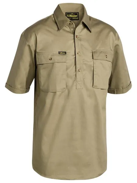 Closed Front Cotton Short Sleeve Drill Shirt - BSC1433