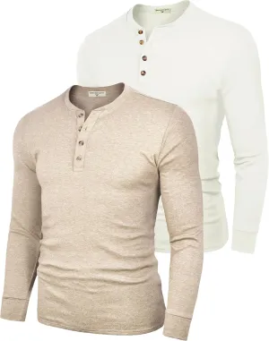 Derminpro Men's Henley Cotton Casual Short/Long Sleeve Lightweight Button T-Shirts
