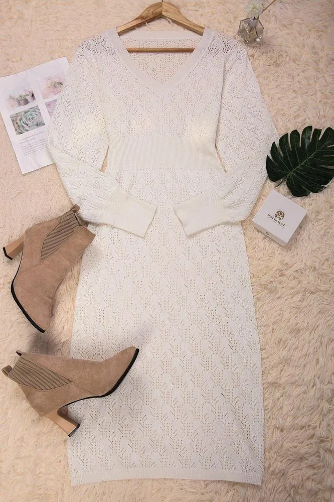 Elegant White Sweater Dress