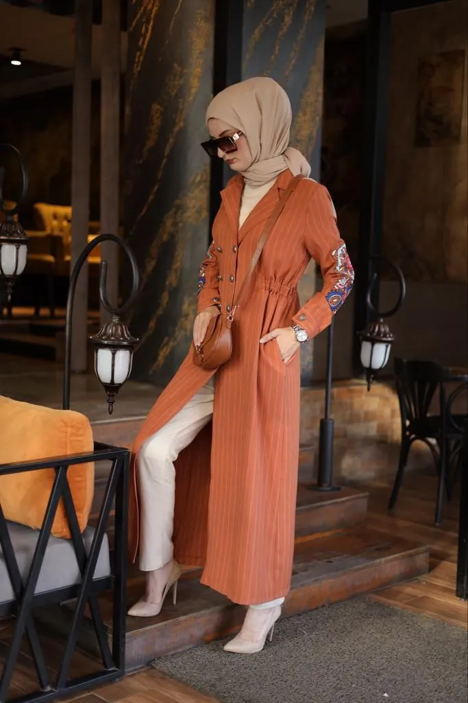 Embroidered Sleeve Double-Breasted Jackets