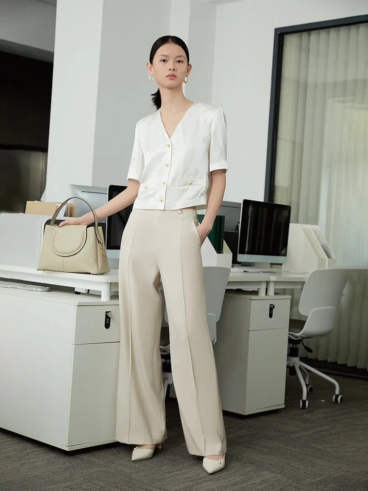 EP YAYING Wide-Leg Suit Pants