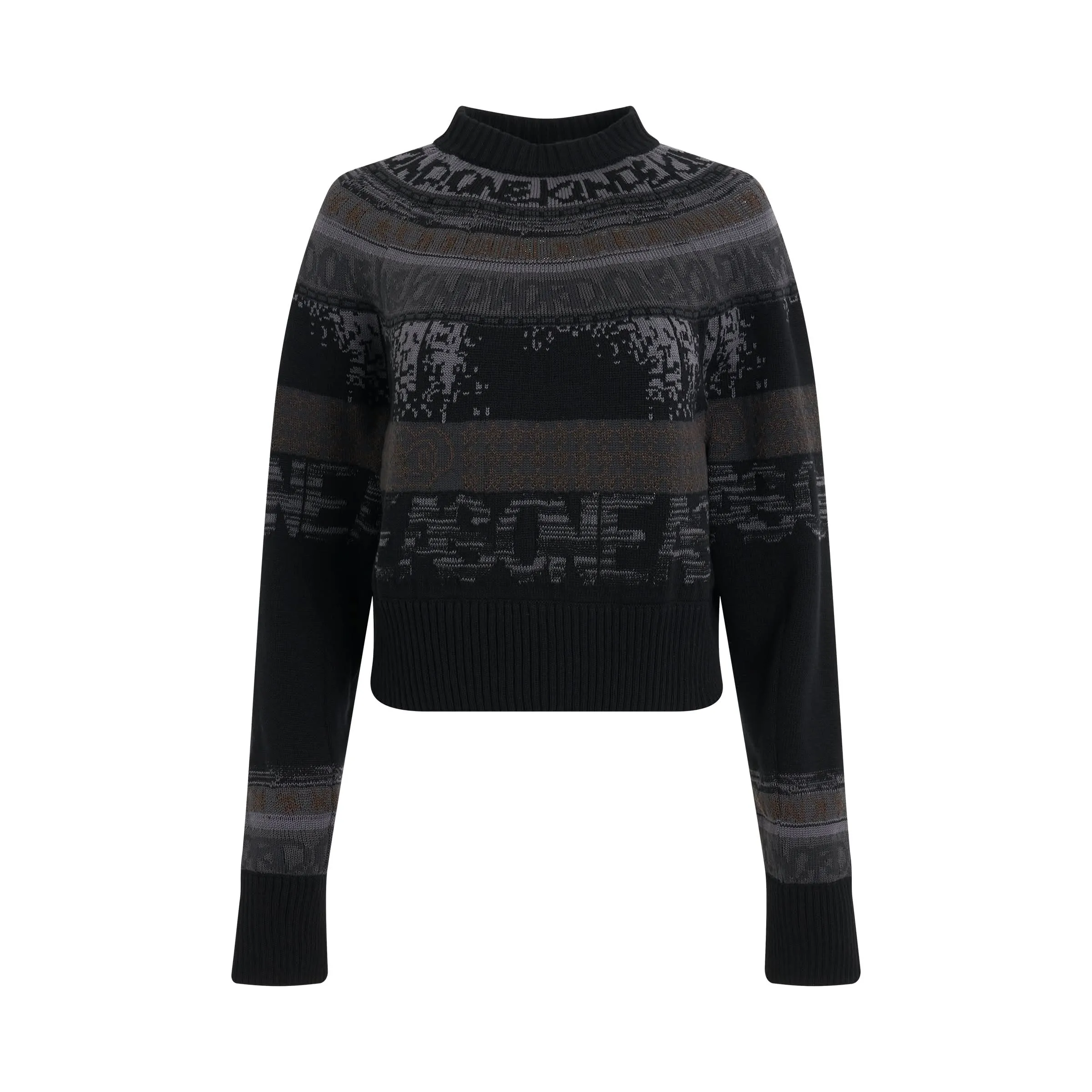 Eric Haze Knit Jacquard Pullover in Black