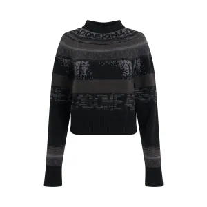 Eric Haze Knit Jacquard Pullover in Black
