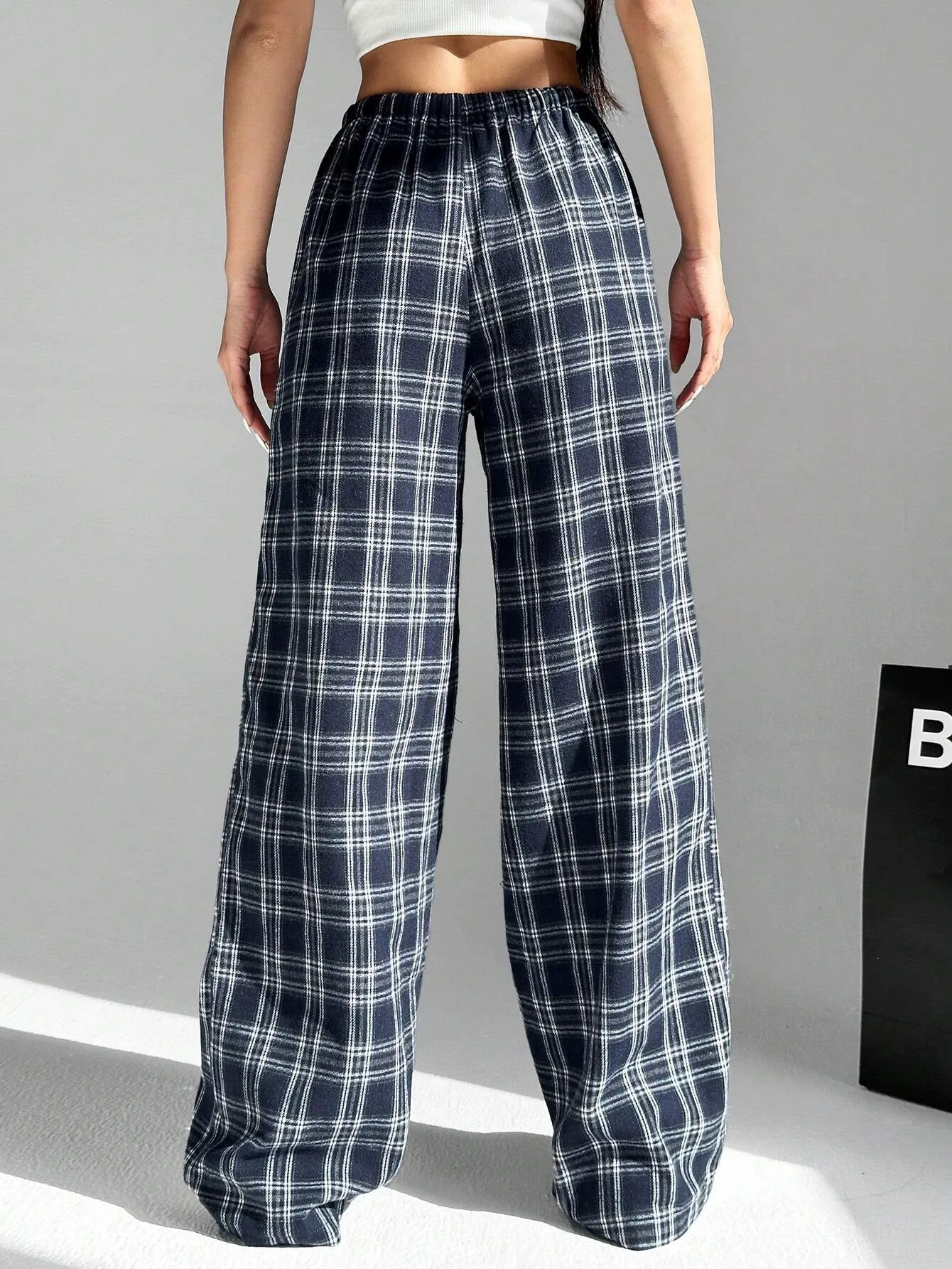 Ezwear Women'S Plaid Trousers with Pockets