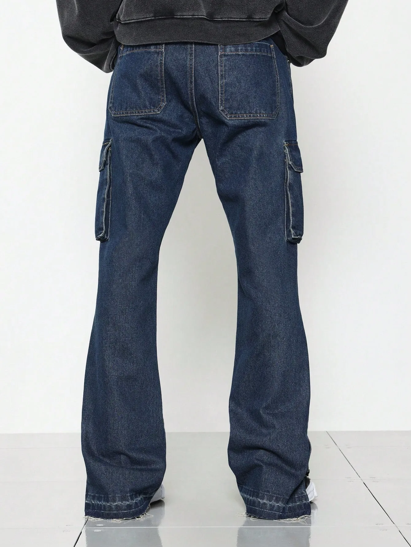 Flare Fit Cargo Jean With Side Slit