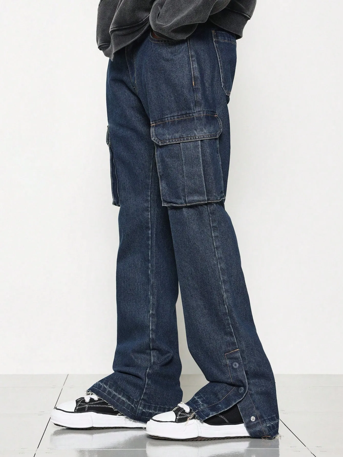 Flare Fit Cargo Jean With Side Slit
