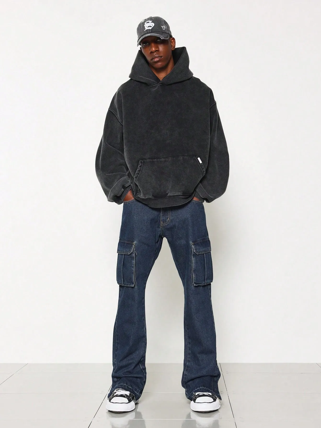 Flare Fit Cargo Jean With Side Slit