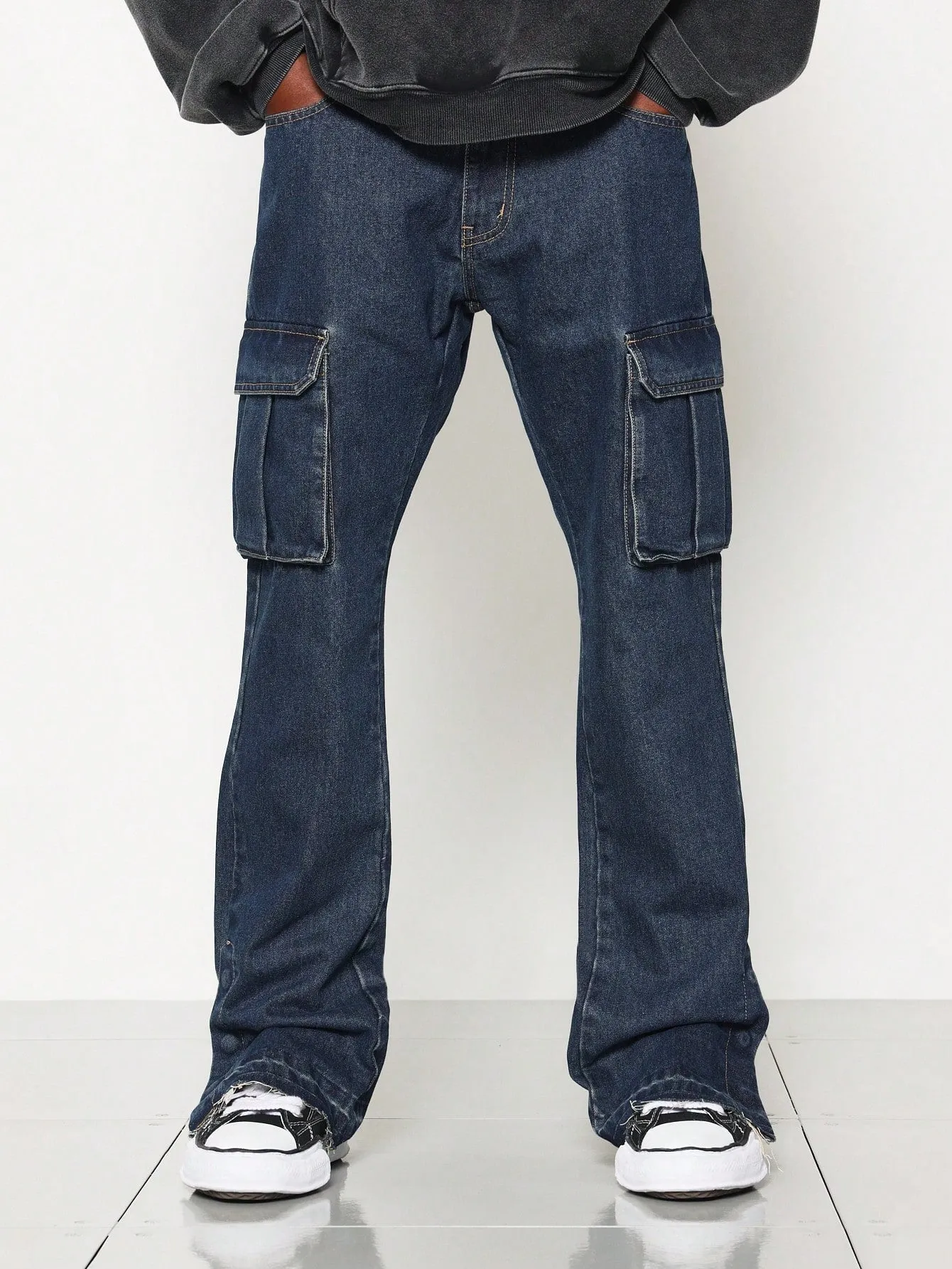 Flare Fit Cargo Jean With Side Slit