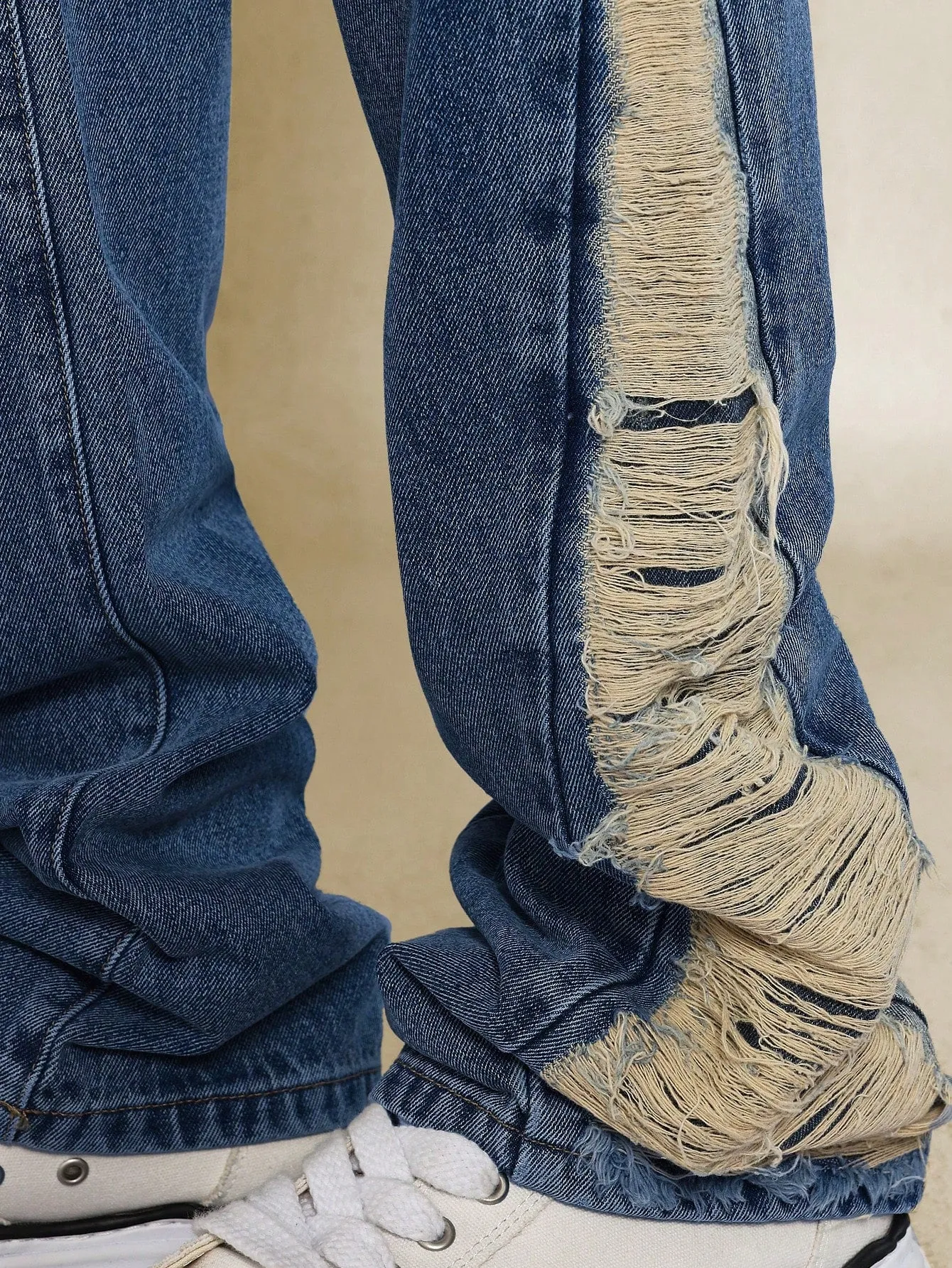 Flare Fit Distressed Denim Jean