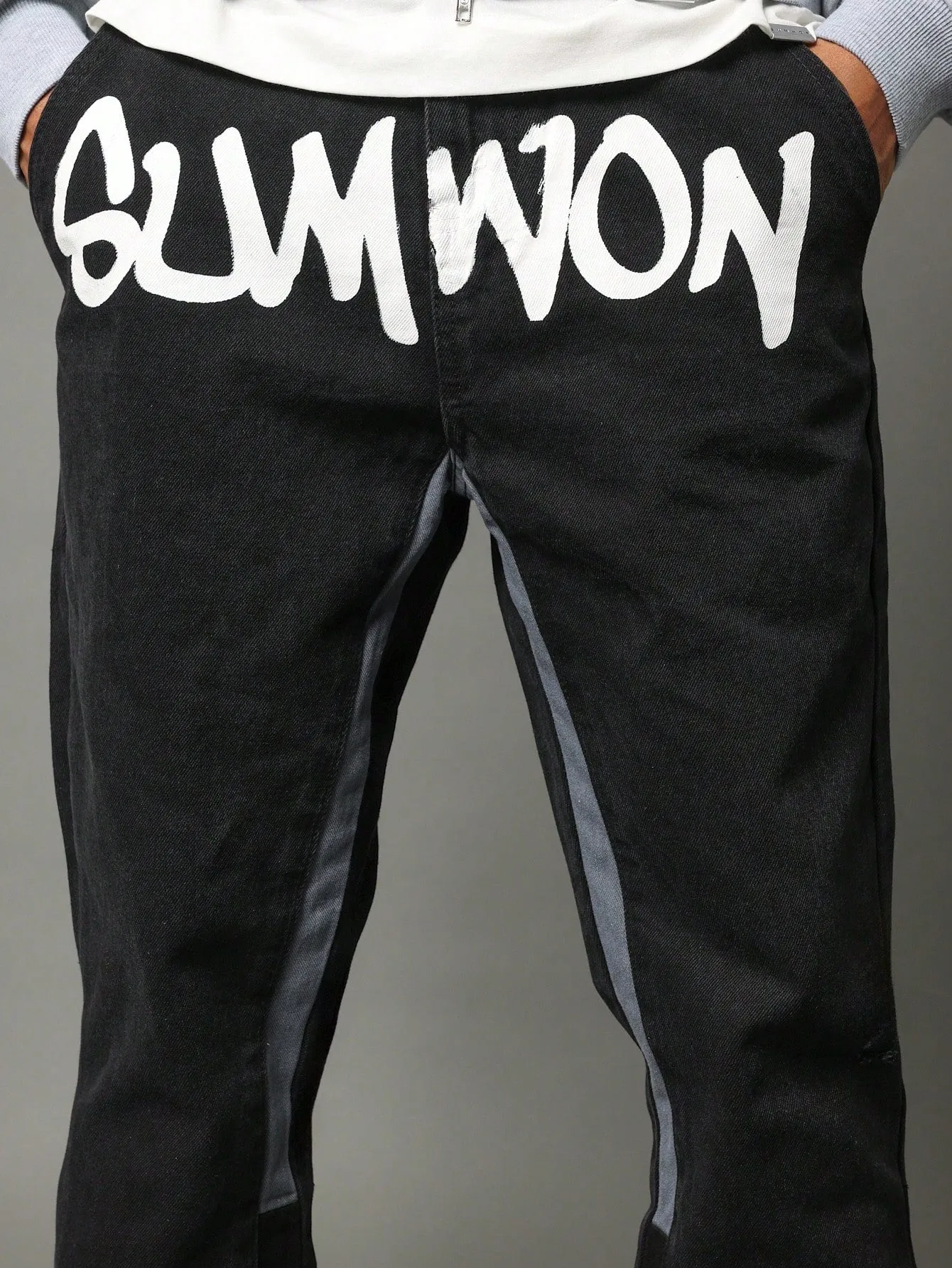 Flare Fit Jean With Front Graphic And Contrast Panels