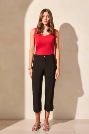 Flowy High Rise Twill Capri Pants