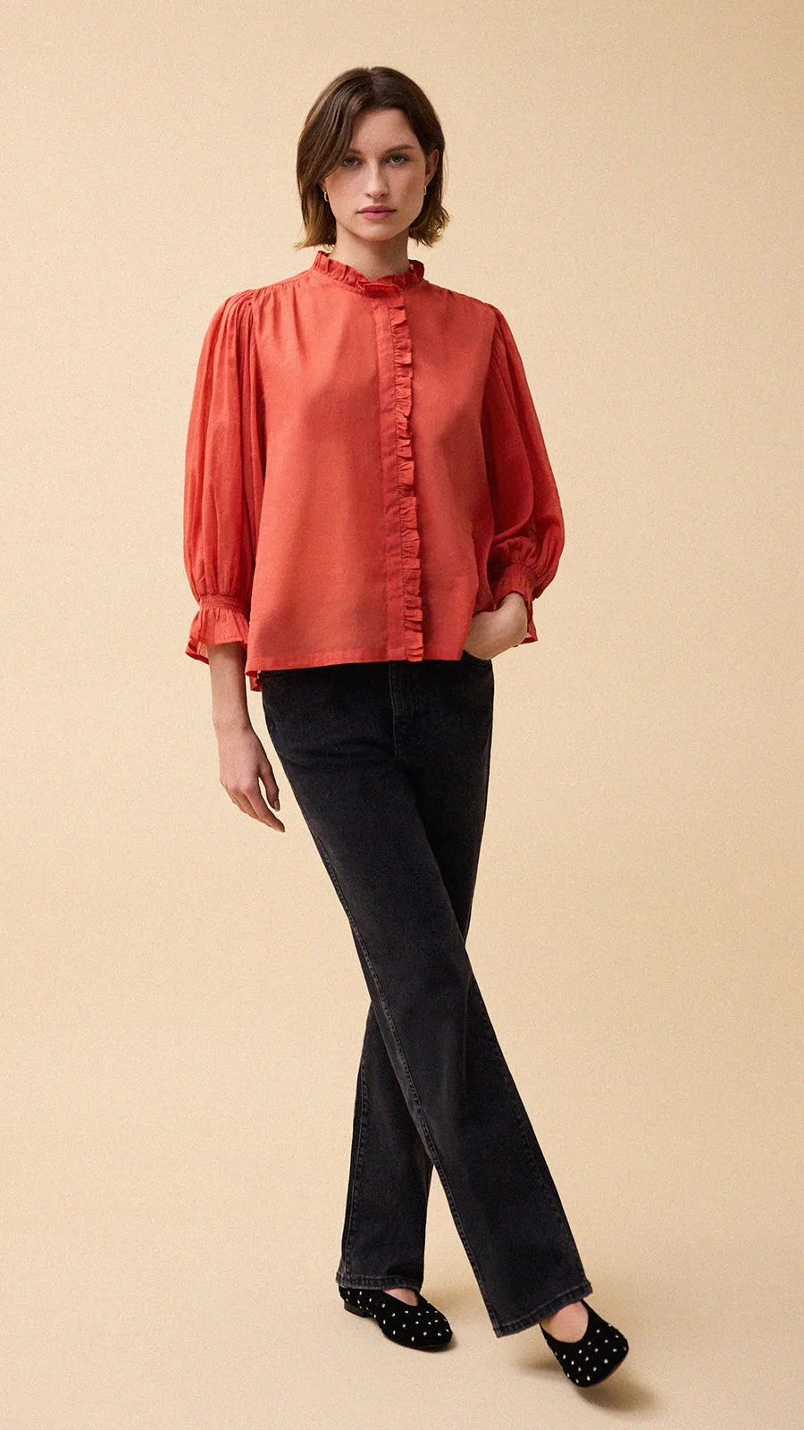 Frankie Voile Blouse - Red