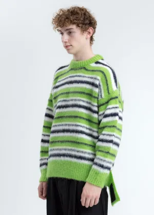 Green Mohair Stripe Knit Sweater