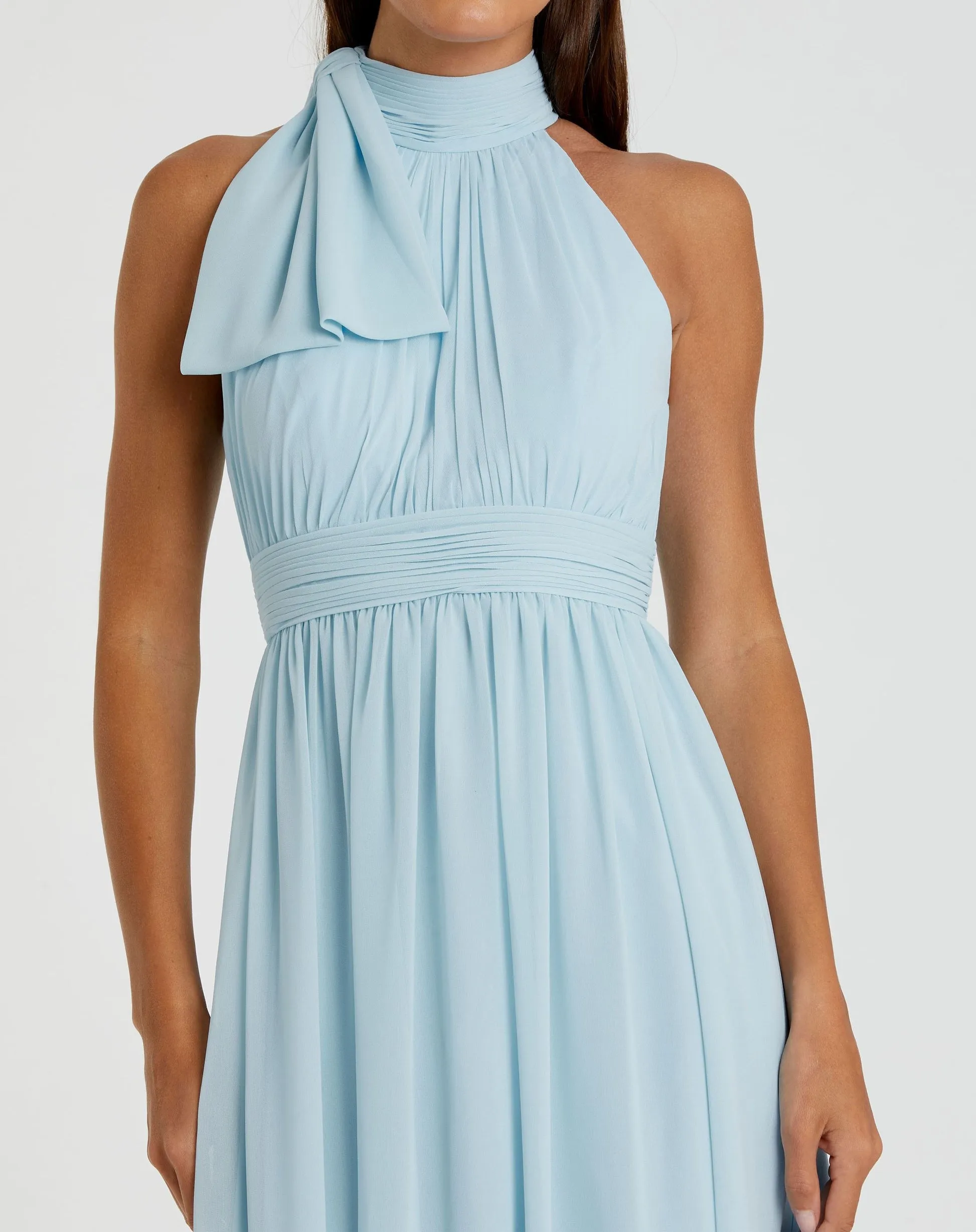 High neck chiffon evening gown - Navy