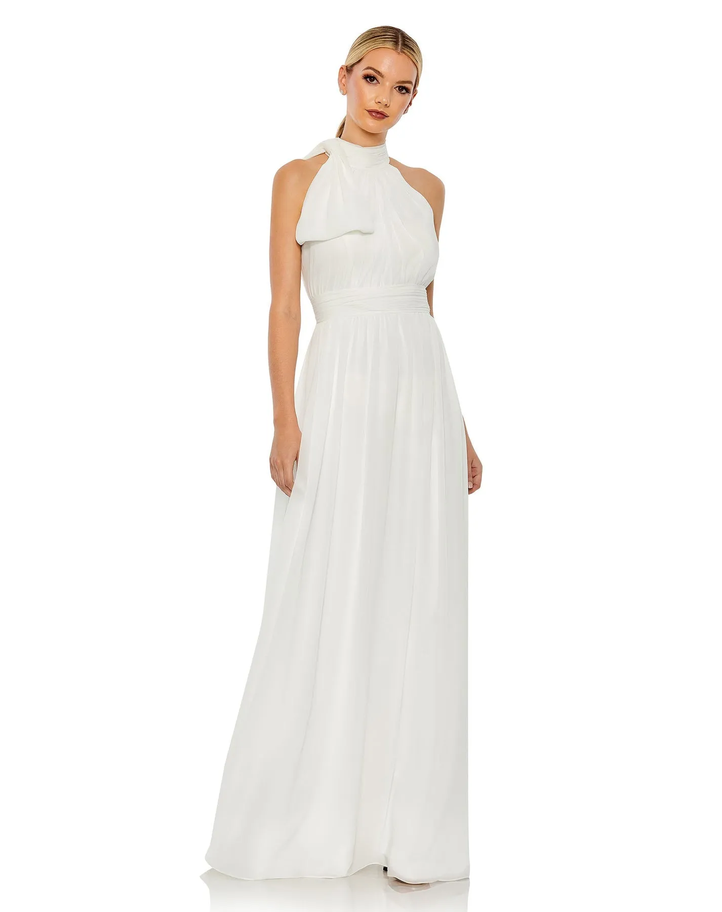 High neck chiffon evening gown - Navy