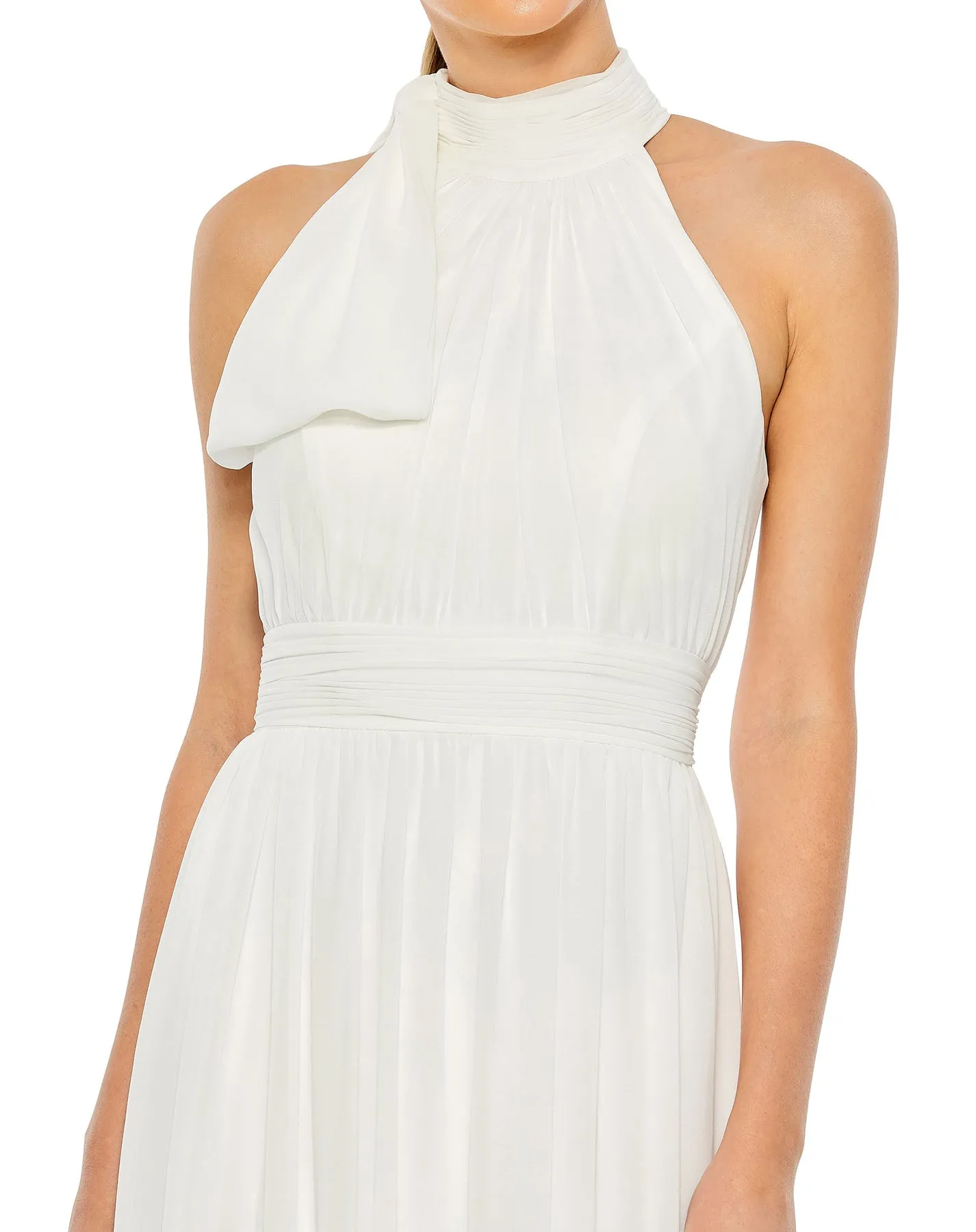 High neck chiffon evening gown - Navy